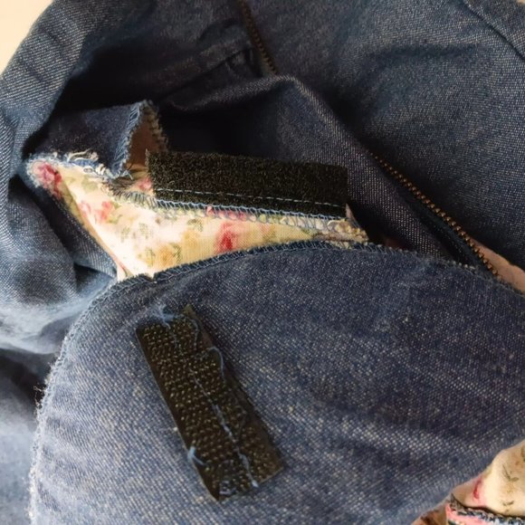 Vintage Womens M Jacket Lightweight Chambray Floral Peony Alice Martin Zip Up - Picture 15 of 16